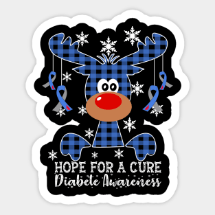 Reindeer Hope For A Cure Diabete Awareness Christmas Sticker